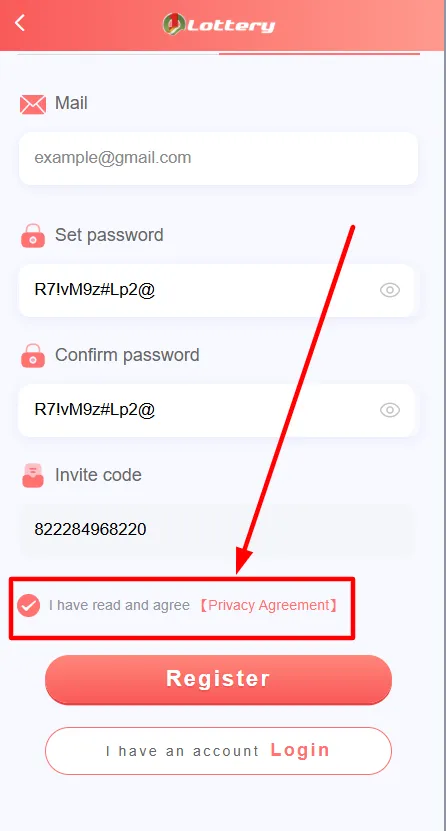 Tick the “I have read and agree” box.